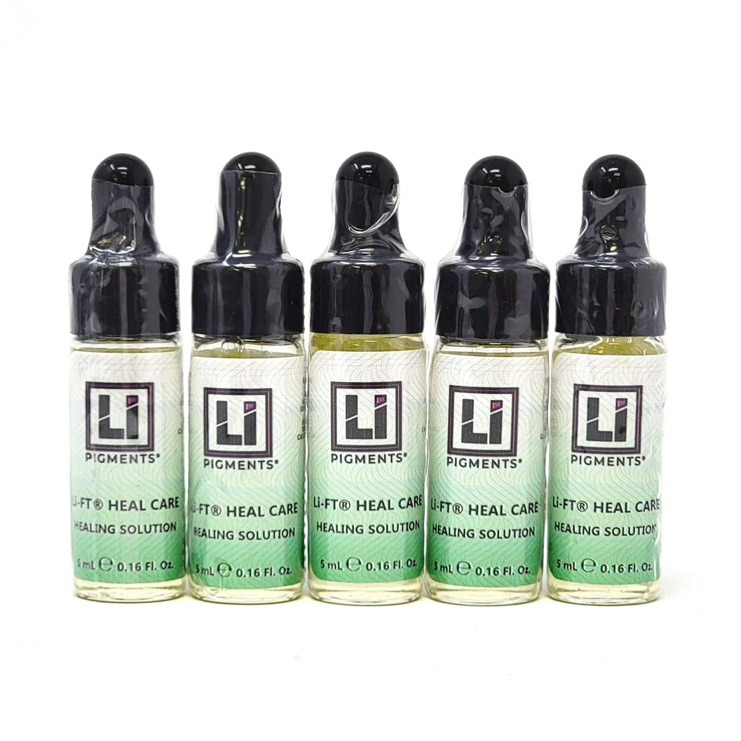 Li Pigments Li-FT Heal Care - Healing Solution 5 Pack, Heal Care Solution 5 bottles side by side